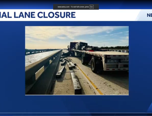 Bonnet Carré Spillway at MM 212 down to one lane due to cargo in roadway